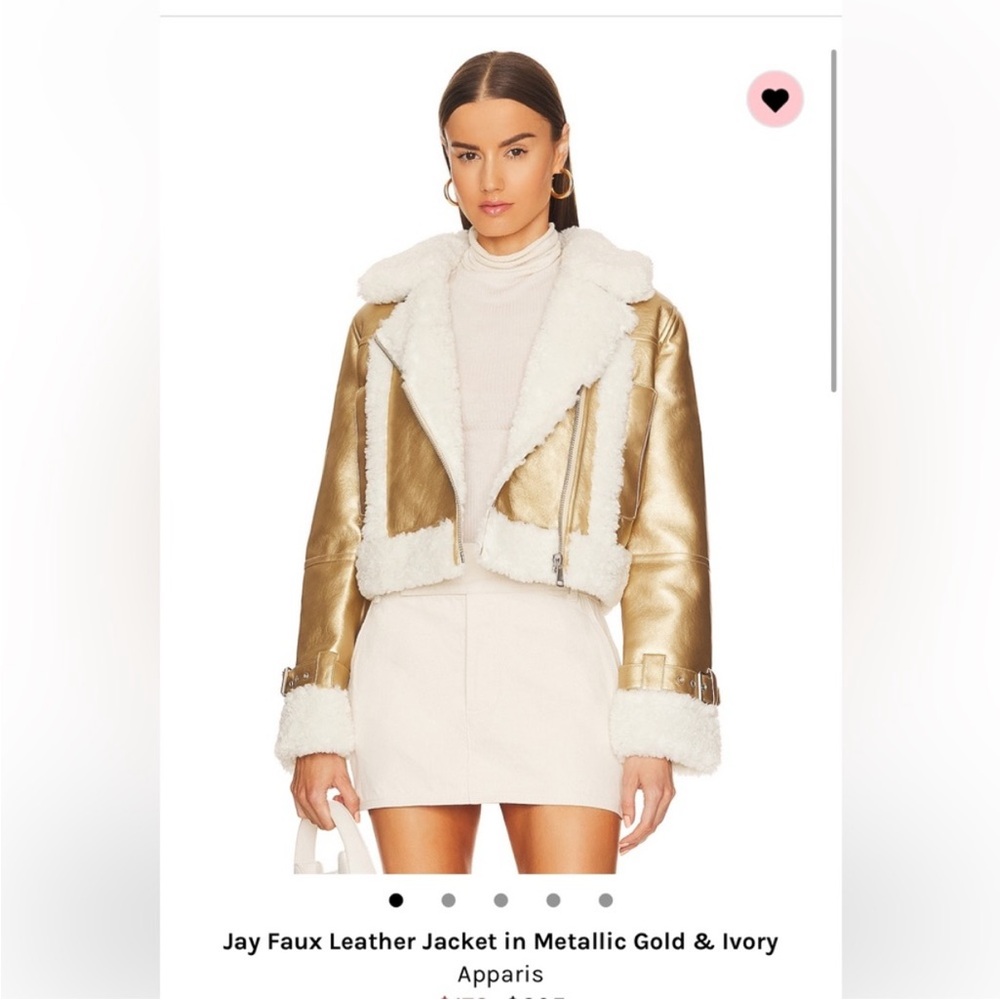 Apparis Jay Faux Leather Jacket in Gold and Ivory